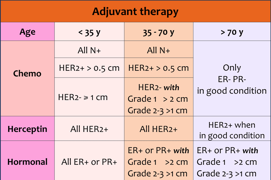 * Some advocate chemotherapy in all HER2+ patients younger than 35 years